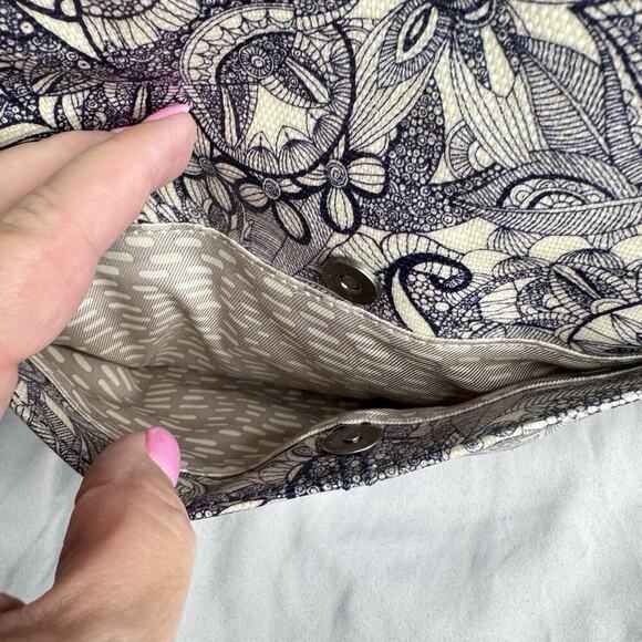 Sakroots Metro 2 Handle Tote Bag Navy and White Durable Purse Coated Canvas Bag - Picture 9 of 16